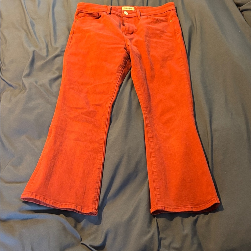 Frame Denim Le Crop Mini Boot Jeans in Rust